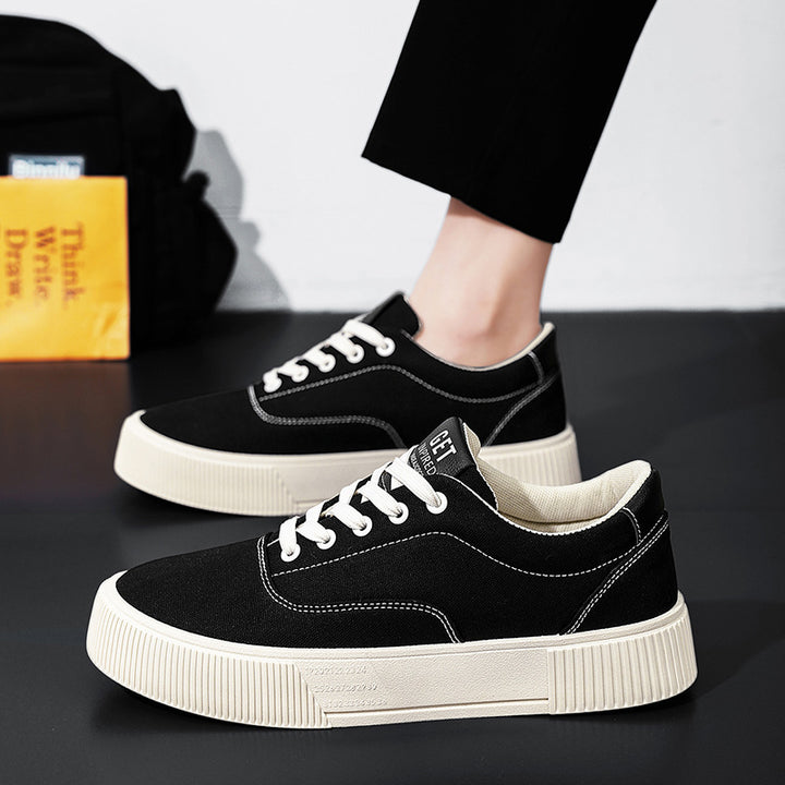 Unisex Leichter Canvas-Low-Top Sneaker mit dicker Plateau-Gummisohle Drune