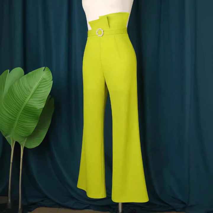 Damen High-Waist Palazzo-Hose mit eleganter Schnalle Drune