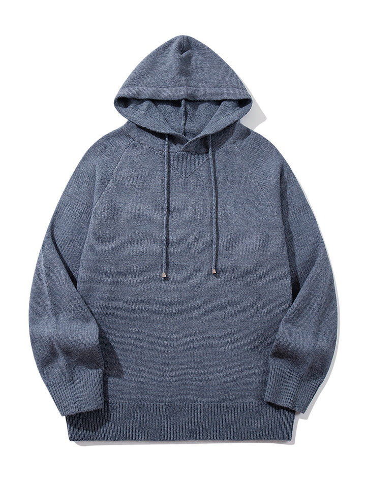 Unisex Strick-Kapuzenpullover mit Raglanärmeln und breitem Rippenbund Drune