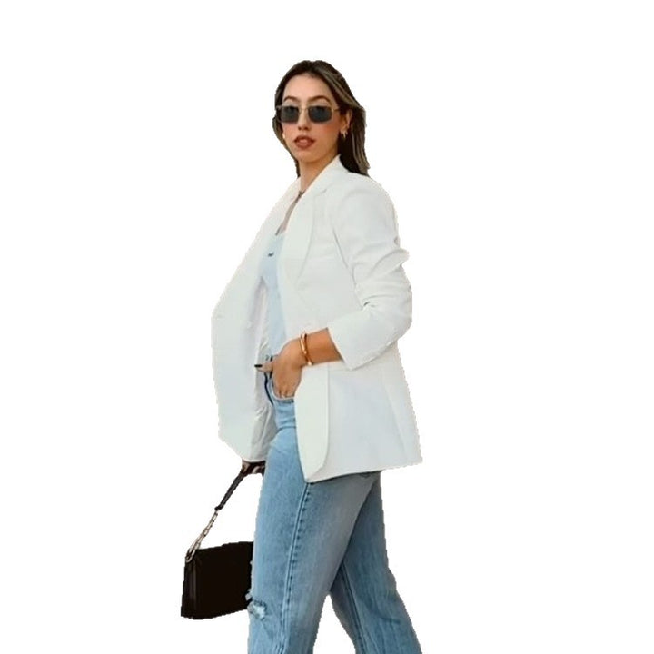 Damen Figurnaher Doppelreihiger Longblazer mit leichtem Schulterpolster und cleanem Revers Drune