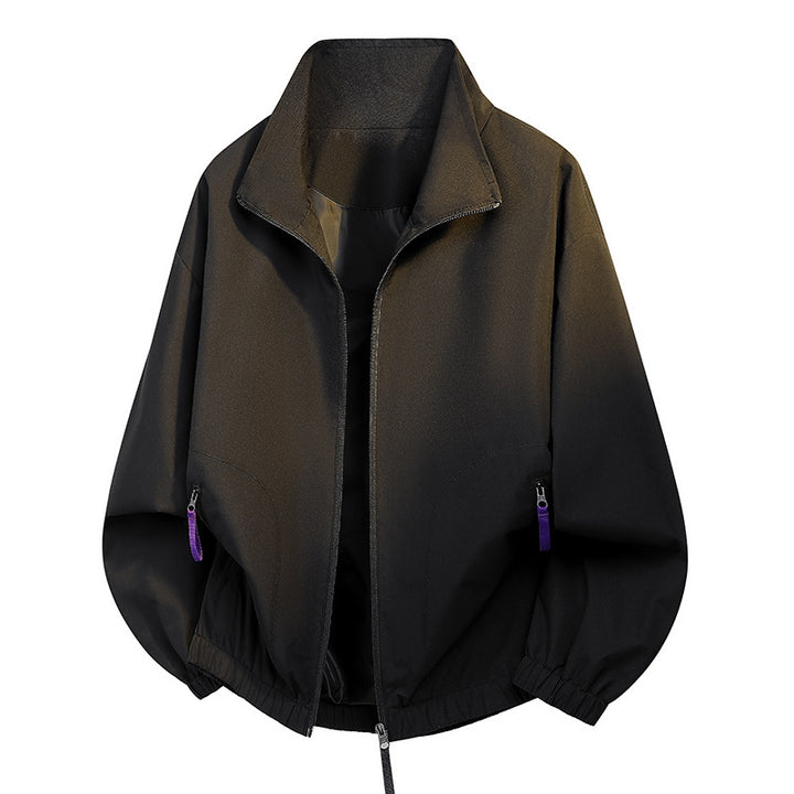 Herren urbaner Zip-Blouson mit Stehkragen, kontrastierenden Zipper-Pulls und elastischem Saum Drune