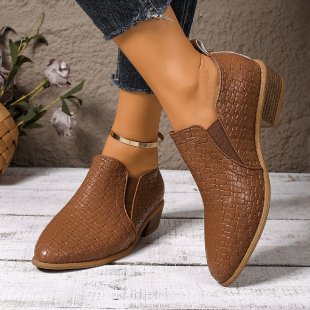 Damen elegante und bequeme Slipper-Stiefel aus strukturiertem Kunstleder Drune