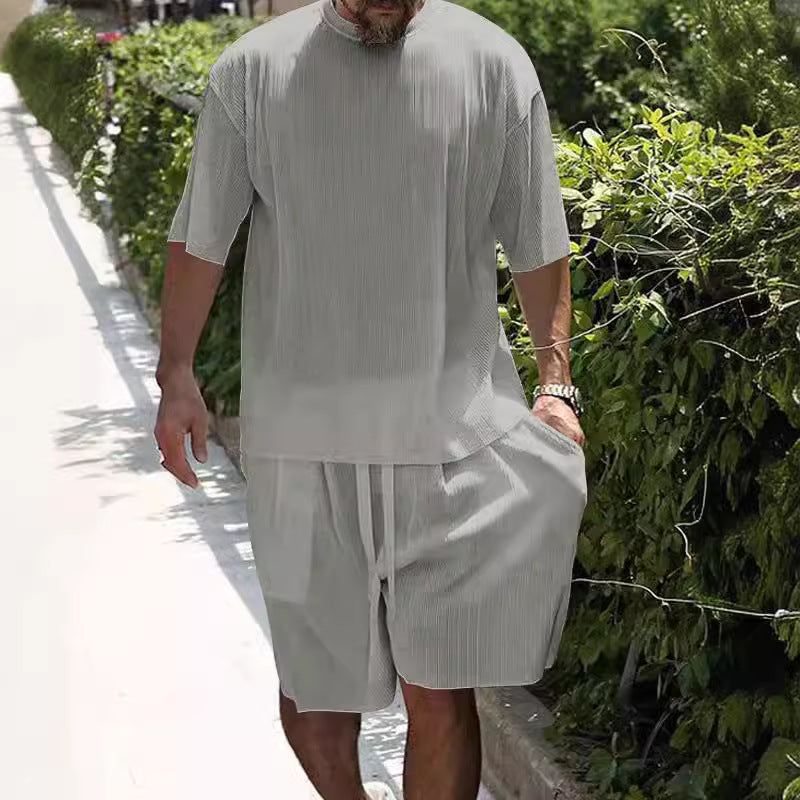 Herren lässiges Freizeitanzug-Set mit atmungsaktiver Textur und elastischem Bund Drune