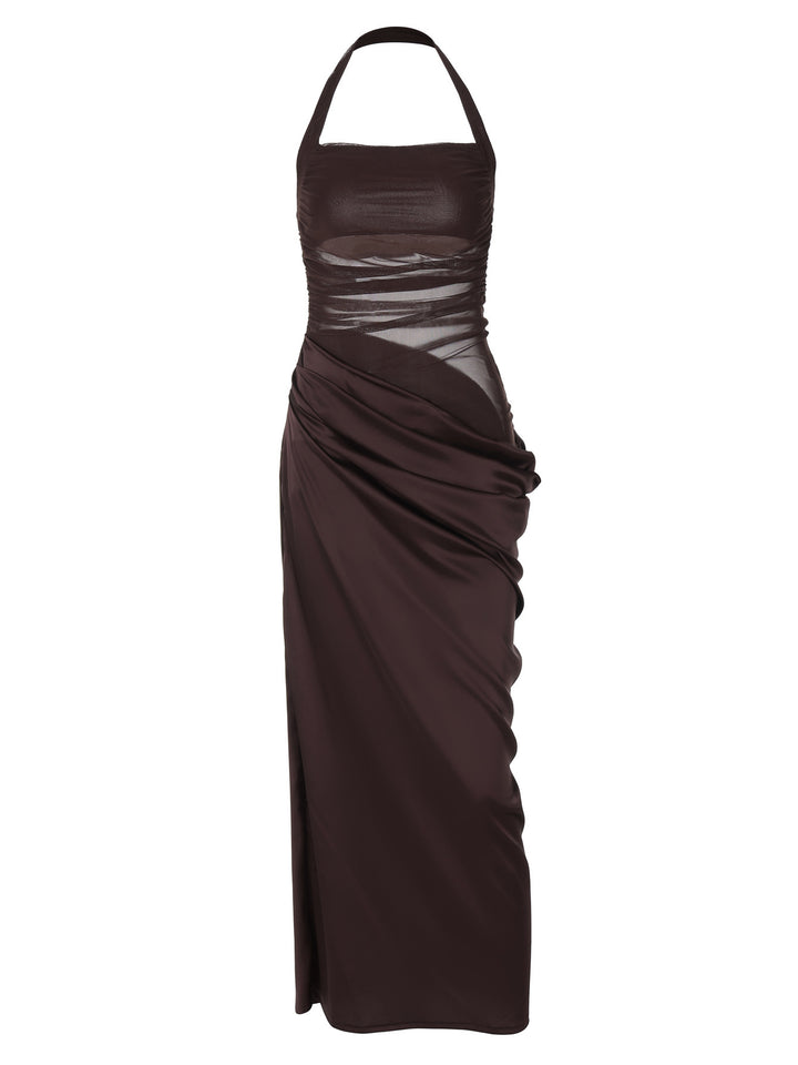 Damen Elegantes Maxikleid mit raffinierten Drapierungsdetails Drune