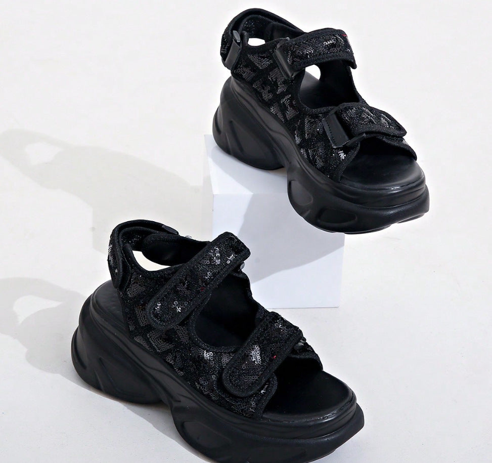Damen Plateau-Sandalen mit verziertem Riemen und komfortabler Sohle Drune