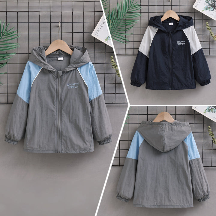 Unisex nan leichte Kapuzen-Windjacke mit Kontrastärmeln und elastischen Bündchen Drune