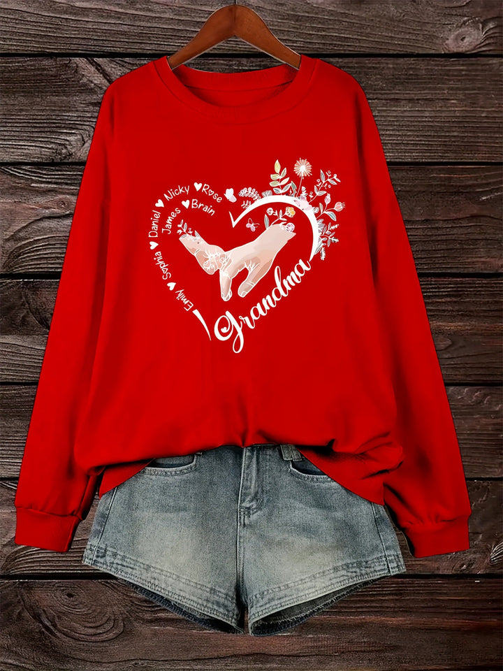 Damen entspannter Pullover mit Blumenmotiven Drune