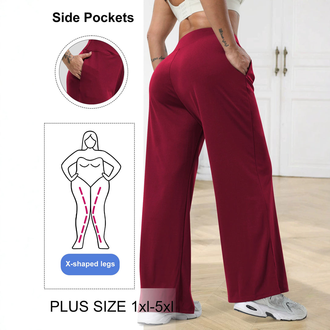 Damen Jogginghose mit hohem Bund, weitem Bein, Kordelzug und Seitentaschen Drune