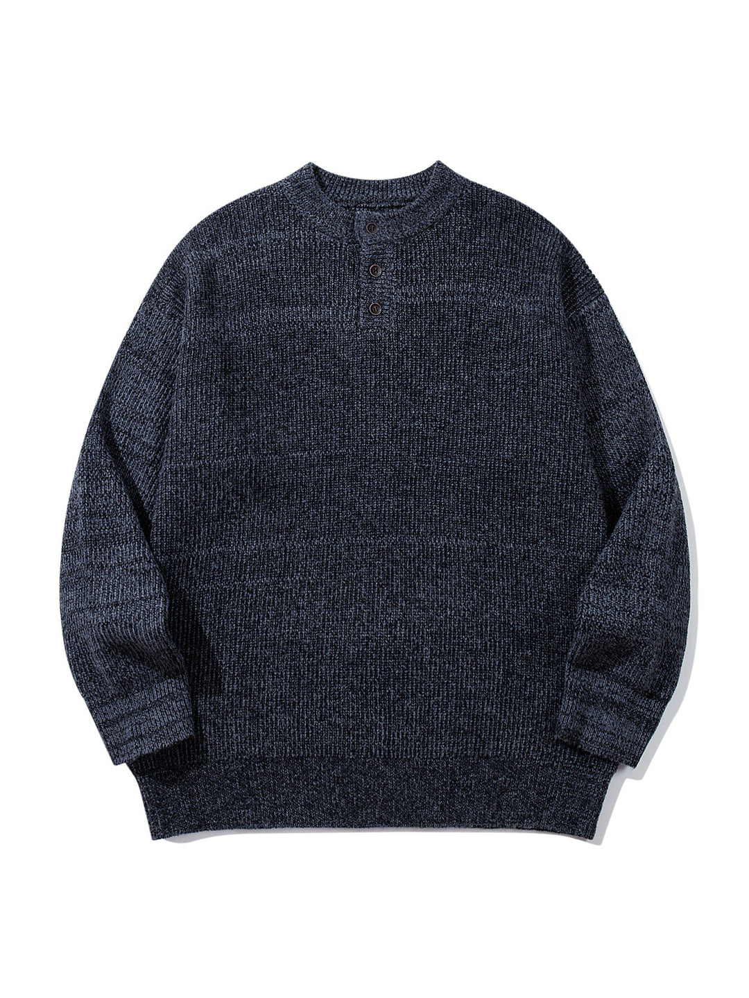 Herren Grobstrick-Henleypullover mit halber Knopfleiste und Rippbündchen Drune