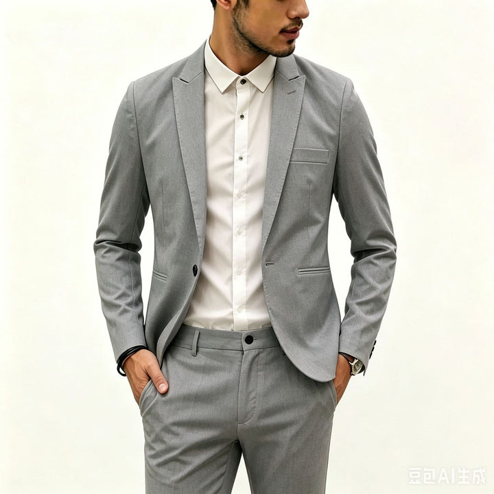 Herren Zweiteiliges Slim‑Fit Anzugset mit schmalem Revers und Stretchgewebe Drune