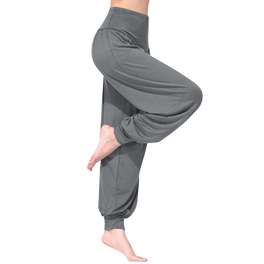Damen Locker geschnittene Harem-Yoga-Hose mit hohem Bund und Elastikabschluss Drune