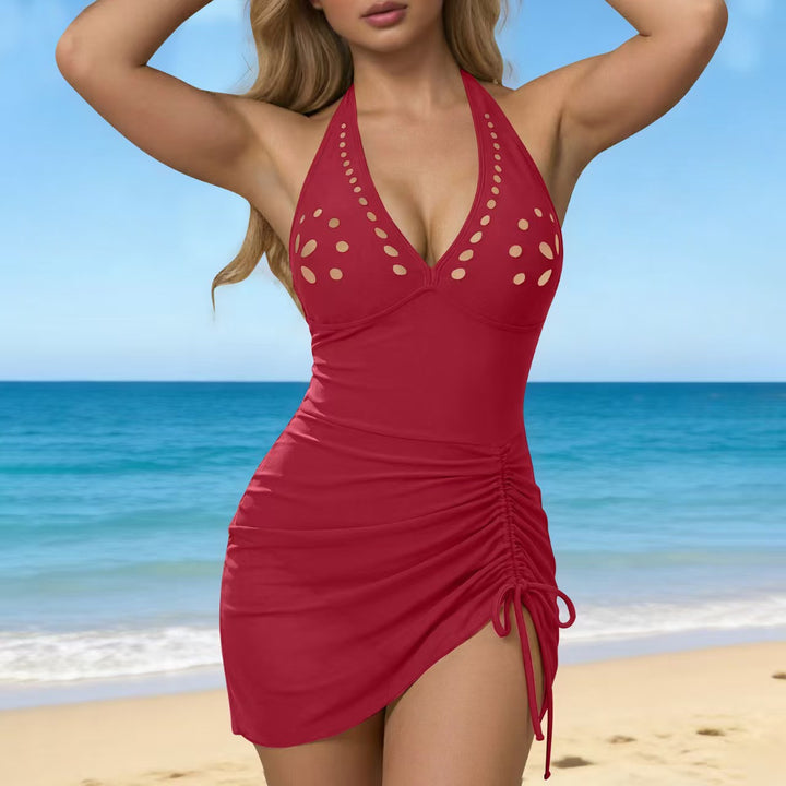 Damen Einteiler-Badeanzug mit modischem Cut-Out und Rüschendetail Drune