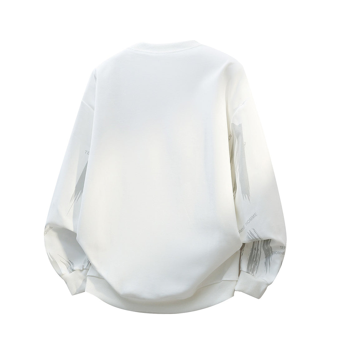 Herren Oversize Rundhals-Sweatshirt mit Pinselprint & elastischen Bündchen Drune