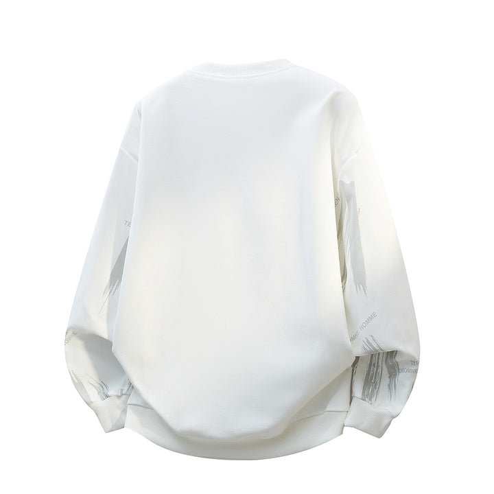 Herren Oversize Rundhals-Sweatshirt mit Pinselprint & elastischen Bündchen Drune
