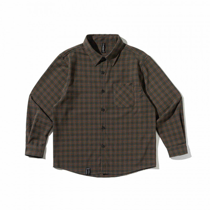 Unisex Kastenförmiges kariertes Overshirt aus Baumwollmischung mit Brusttasche Drune