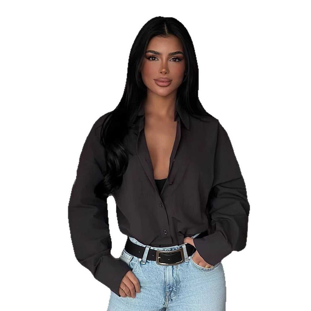 Damen elegante Bluse mit oversized Schnitt und knopfbarem Design Drune