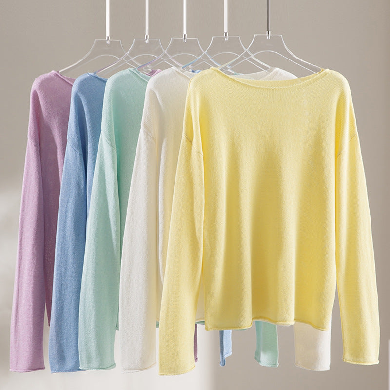 Damen Lockeres Boatneck-Feinstrickshirt mit überschnittenen Schultern & kaschierendem Fall Drune
