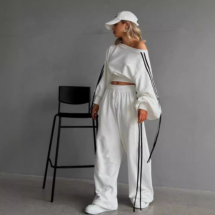 Damen nan weite Relax-Freizeithose mit Tunnelzug, elastischem Komfortbund und seitlichen Ziernähten Drune