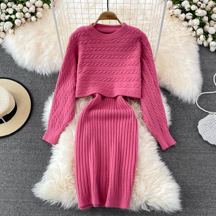 Damen Strickset mit Rippenstruktur Drune