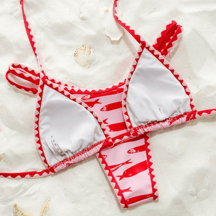 Damen Triangel-Bikini mit modischem Fischmotiv Drune