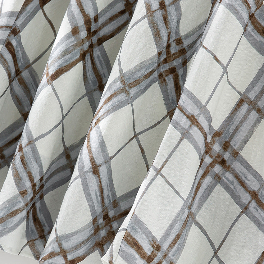 Damen A‑Linien‑Midirock mit hoher Taille und aquarelligem Karomuster Drune