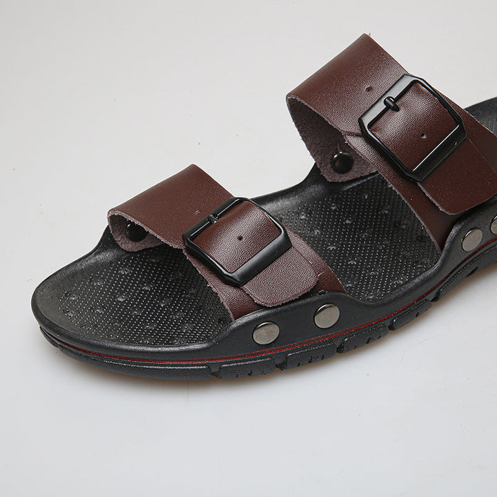 Herren Bequeme Leder-Sandalen mit verstellbaren Riemen Drune