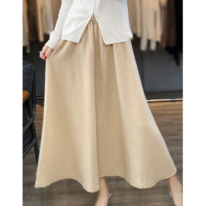 Damen Midirock aus gestricktem Wollmix mit ausgestellter A‑Linie Drune