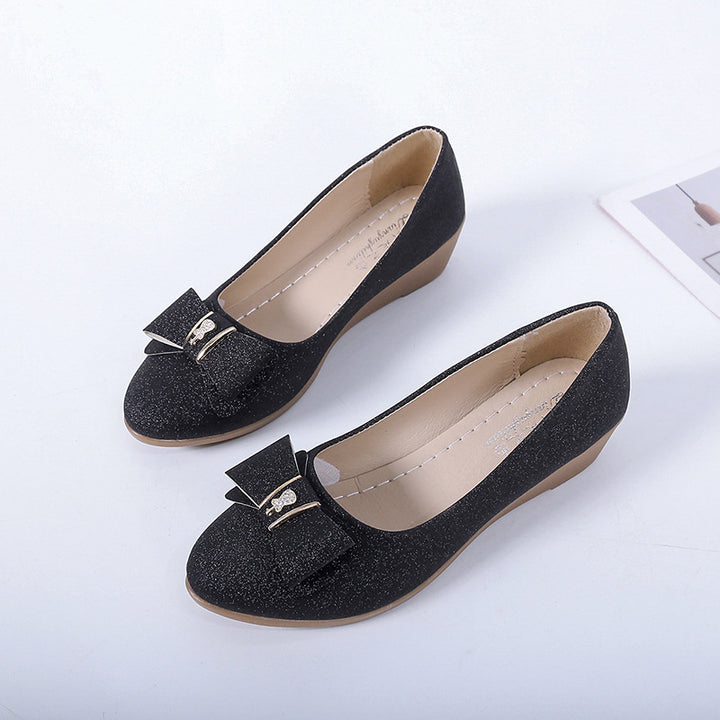 Damen Wedge-Ballerinas mit funkelndem Schleifen-Detail und rutschfester Sohle Drune