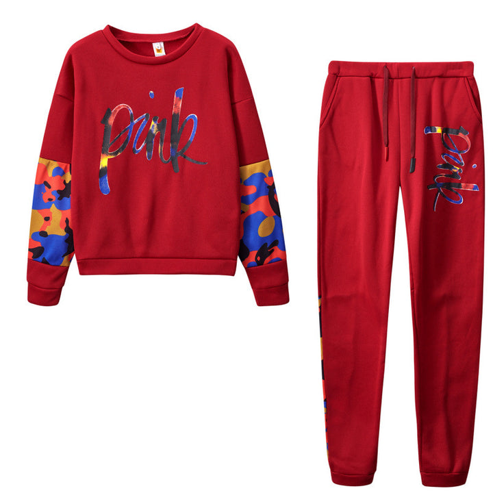 Damen Sportliches Sweatshirt-Set mit bunten Camouflage-Details und komfortablem Schnitt Drune