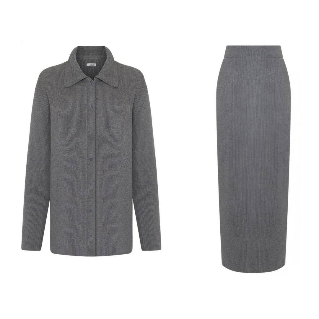 Damen Strickensemble mit Knopfdetails und elegantem Schnitt Drune