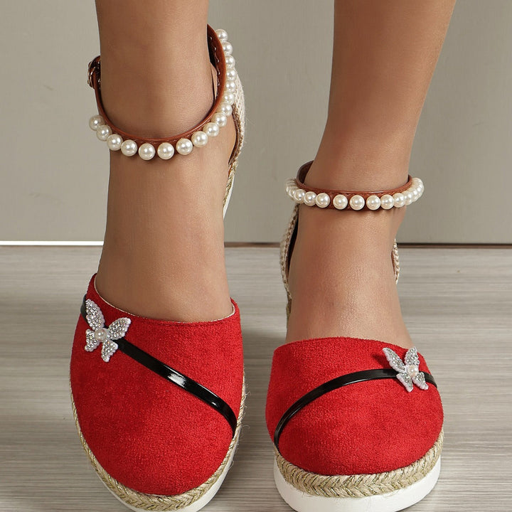 Damen Espadrilles mit funkelnden Schmetterlingsapplikationen Drune