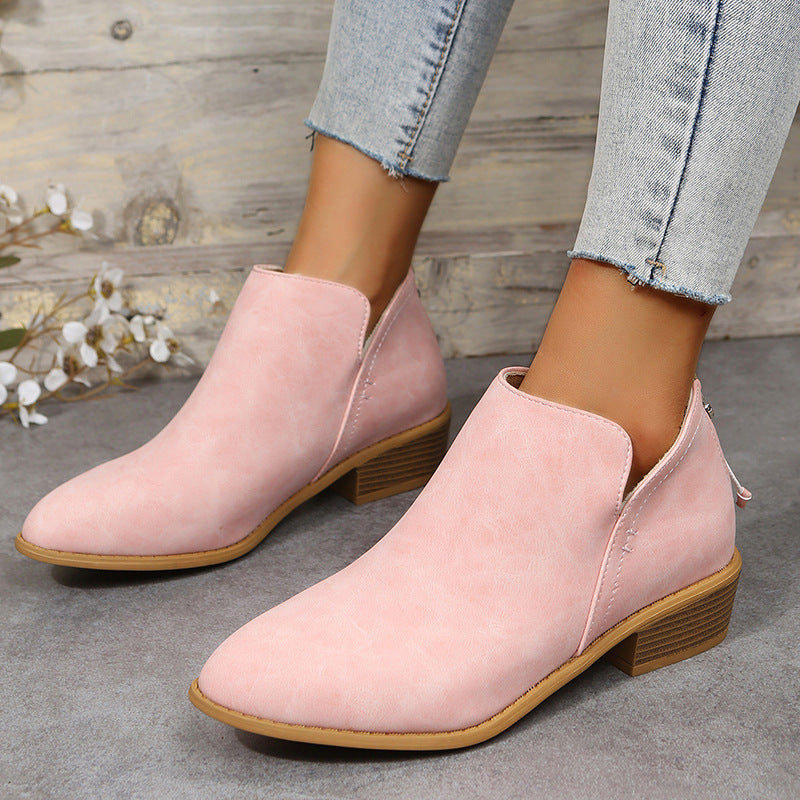 Damen nan spitz zulaufende Schlupf-Ankleboots mit kleinem Blockabsatz und ergonomischem Komfortfußbett Drune