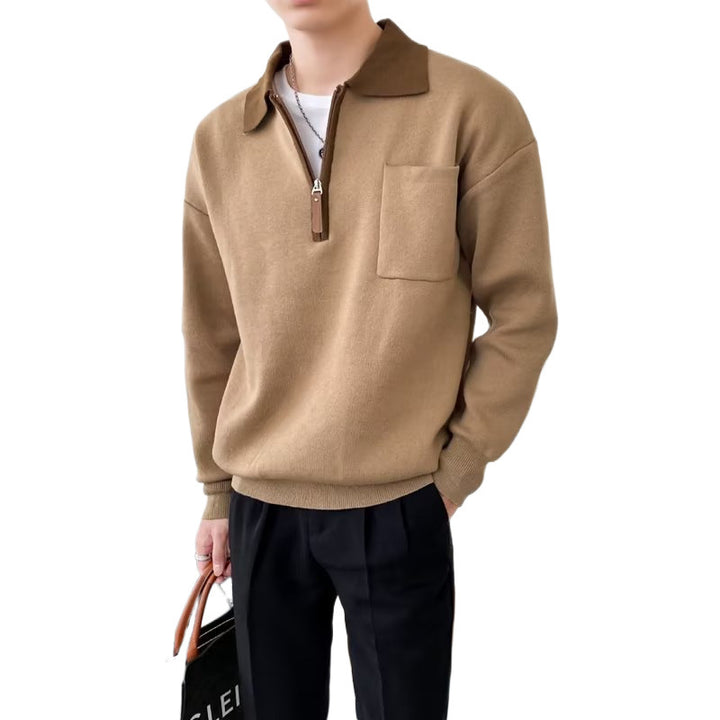 Herren Elegante Sweatjacke mit Stehkragen und Reißverschluss Drune