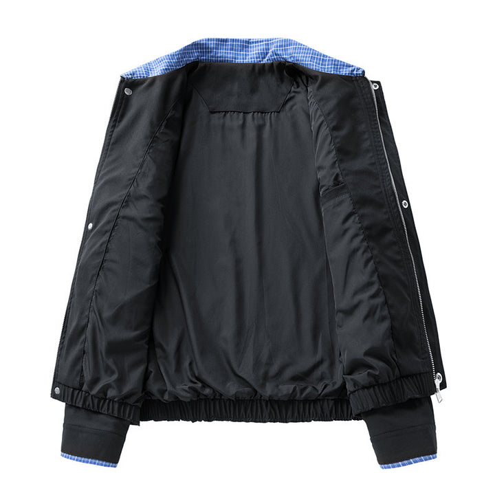 Damen Modische Blousonjacke mit Karo-Kragen Drune