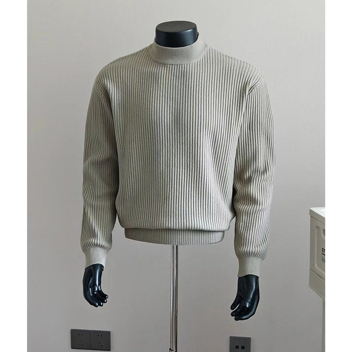 Herren Modischer Grobstrickpullover mit Stehkragen Drune