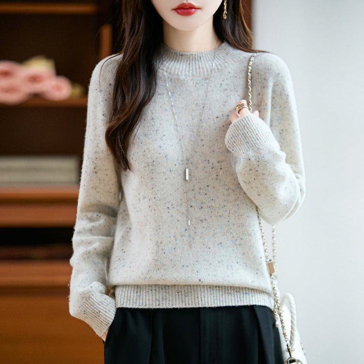 Damen Mélange-Feinstrickpullover mit kurzem Stehkragen und lockerer Silhouette Drune