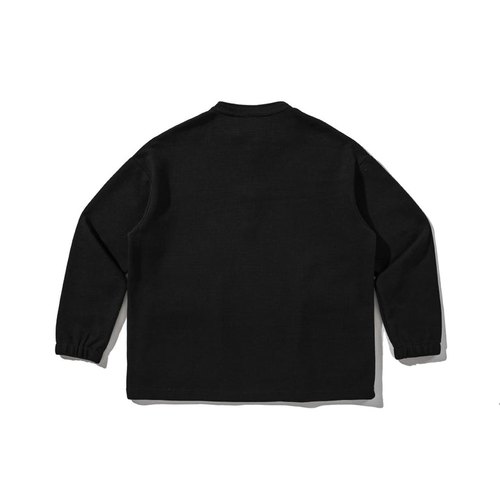 Herren Waffelstrick-Henley-Pullover mit Stehkragen, Druckknopfleiste und großen Utility-Taschen Drune