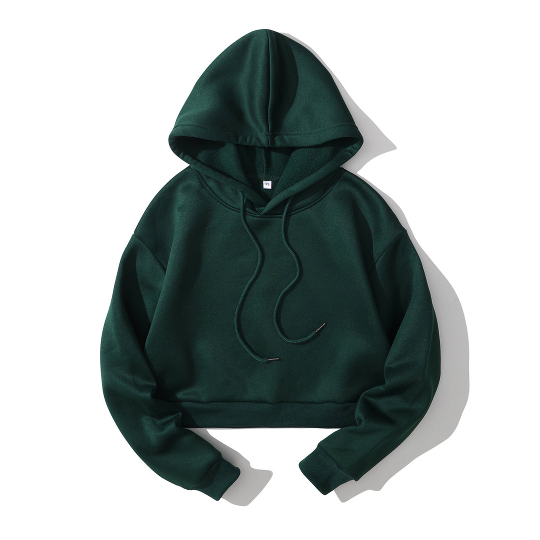 Damen nan cropped Kapuzenpullover mit weichem Fleece‑Innenfutter und elastischem Rippbund Drune