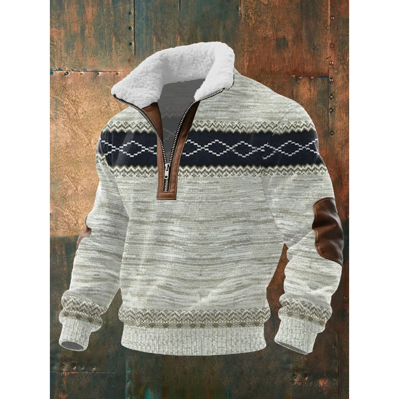 Herren Urbaner Fleece Pullover mit Baum-Motiv Drune