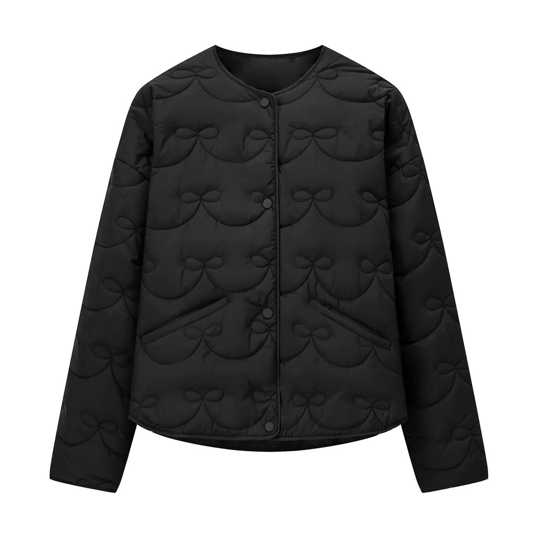 Damen nan leichte Steppjacke im Rundhalsdesign mit Schleifensteppung und verdeckter Druckknopfleiste Drune