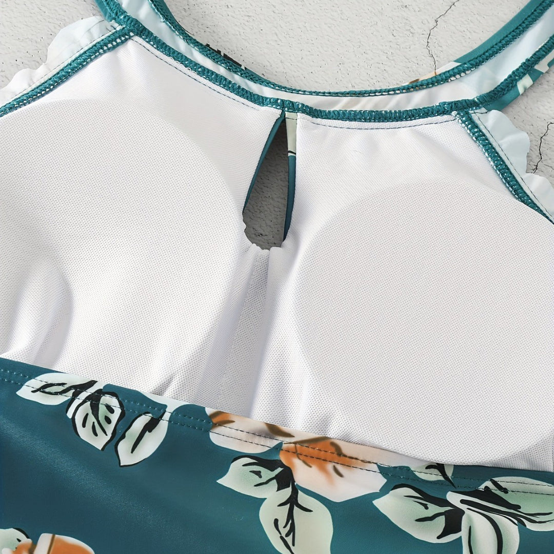 Damen Einteiliger Badeanzug mit elegantem Schnitt und floralem Design Drune