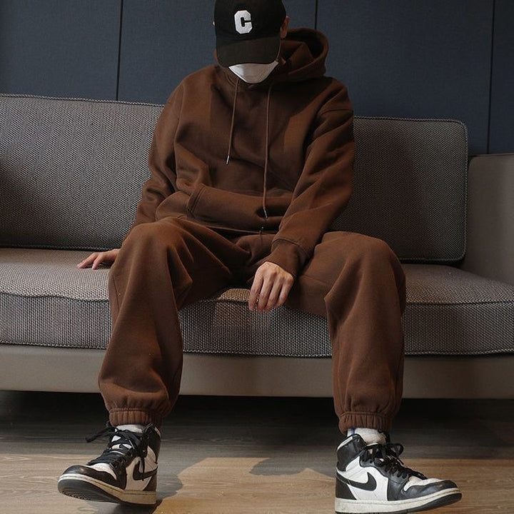 Unisex Oversize-Kapuzenpullover mit Kängurutasche und weiter Jogginghose aus French Terry Drune