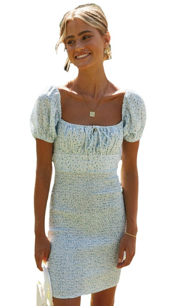 Damen figurbetontes Minikleid mit Puffärmeln und schmeichelnder Raffung Drune