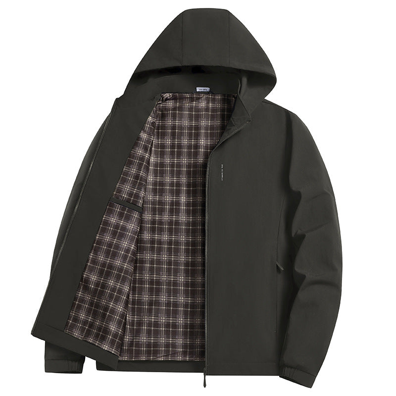 Herren Kapuzen-Softshelljacke mit kariertem Innenfutter, windabweisend und leicht gefüttert Drune