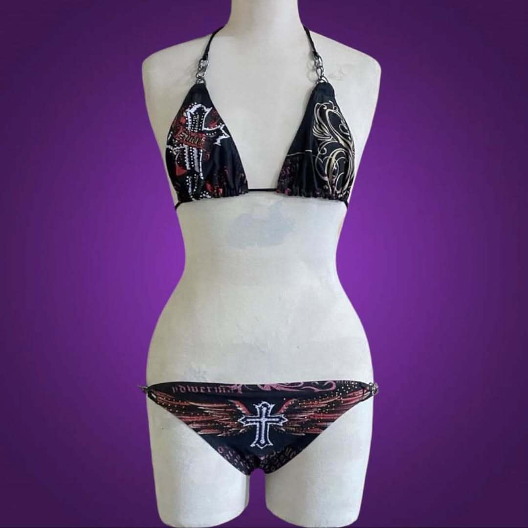 Damen Bikini-Set mit einzigartigem Druck und schimmernden Applikationen Drune
