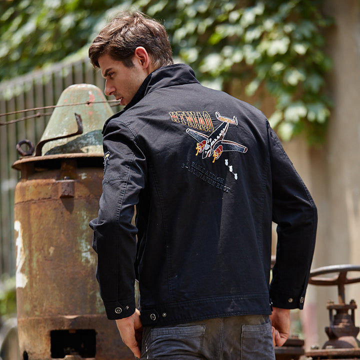 Herren Canvas-Fieldblouson im Military-Look mit Patchdetails und Mehrfachtaschen Drune