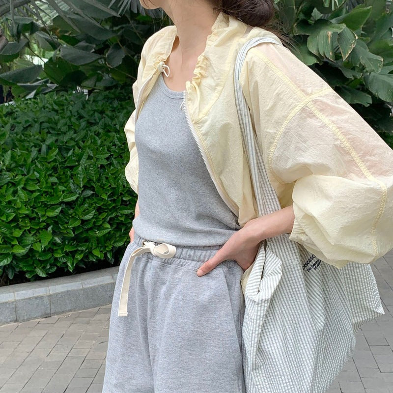 Damen leichte Sommerjacke mit Rüschendetails Drune