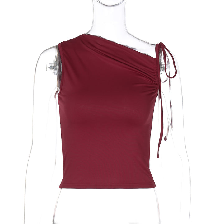 Damen asymmetrisches Top mit Raffung Drune