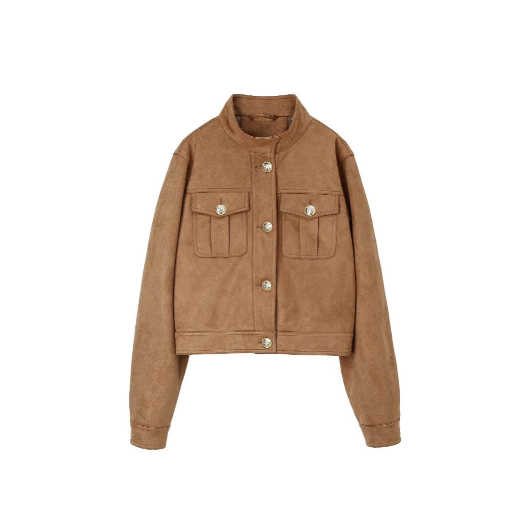 Damen Cropped Suede Jacke Drune
