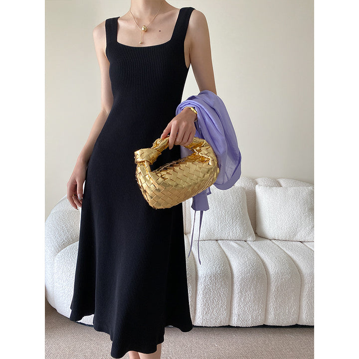 Damen Midi-Kleid mit stilvollem Quadrat-Ausschnitt und fließendem Schnitt Drune